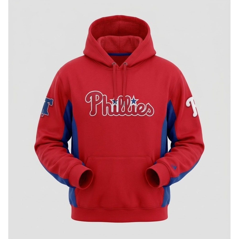 Majestic Vintage Men's Red & Blue Philadelphia Phillies Pullover Hoodie. Size XL